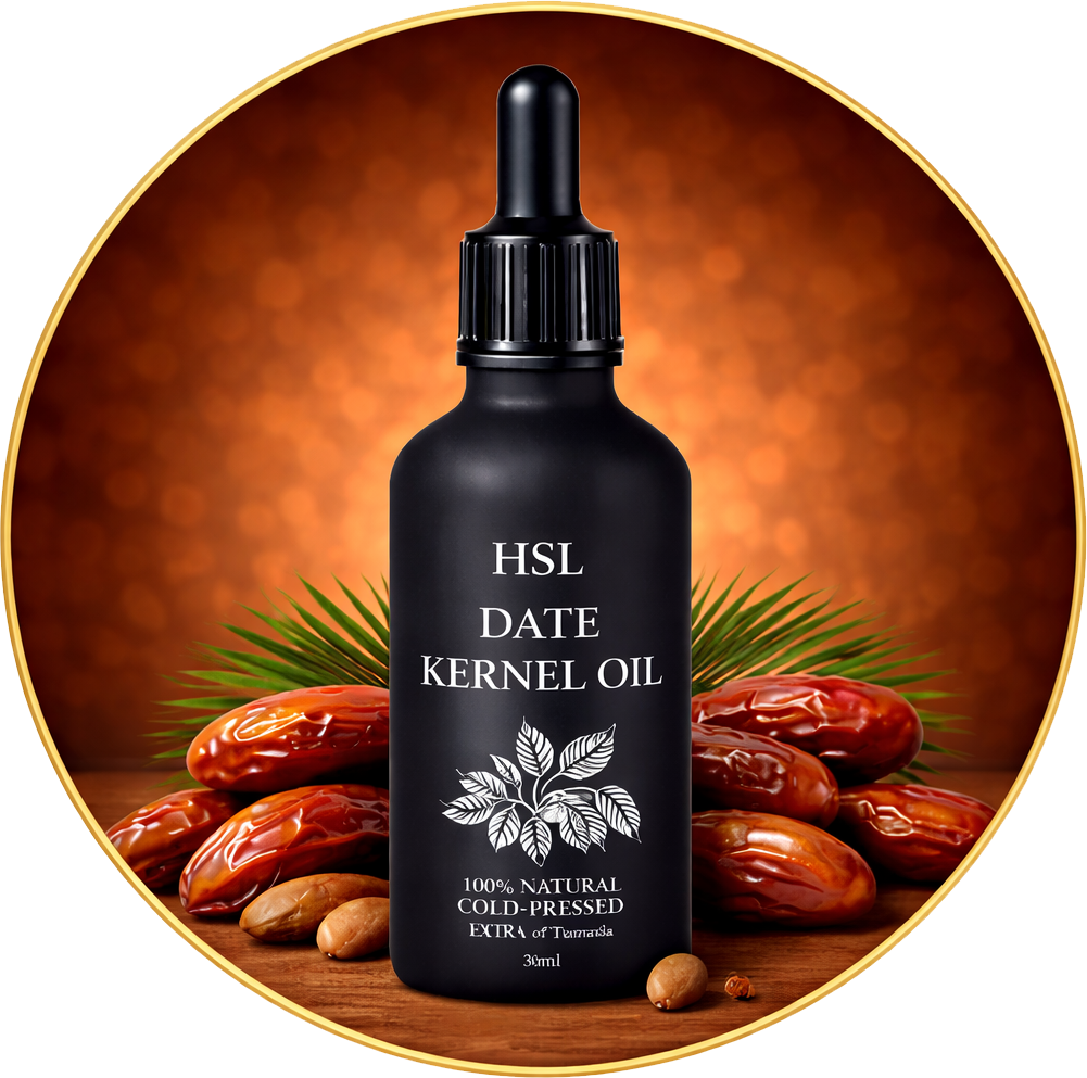 Natural oil extracted from the kernels of dates through the method of cold pressing. Known for its nourishing, moisturizing and softening qualities.